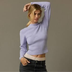 Anthropologie Mock Neck Lace Up Open Back Sweater